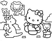 coloriage hello kitty au zoo